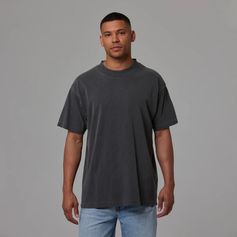 Talentless Men’s Mock Neck Tee / Steel Grey / Size Medium